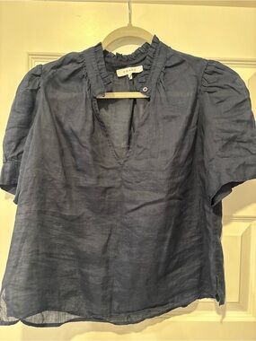 Frame sheer navy top - size large